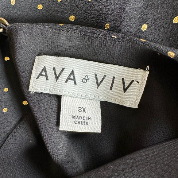 Black and Metallic Gold Dotted Blouse, size 3XL, Ava and Viv brand, NWOT - Picture 9 of 9